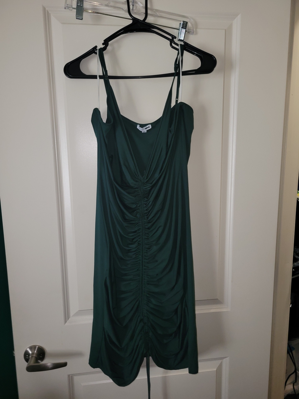 Fashion Nova Emerald Green Ruched Slip Dress